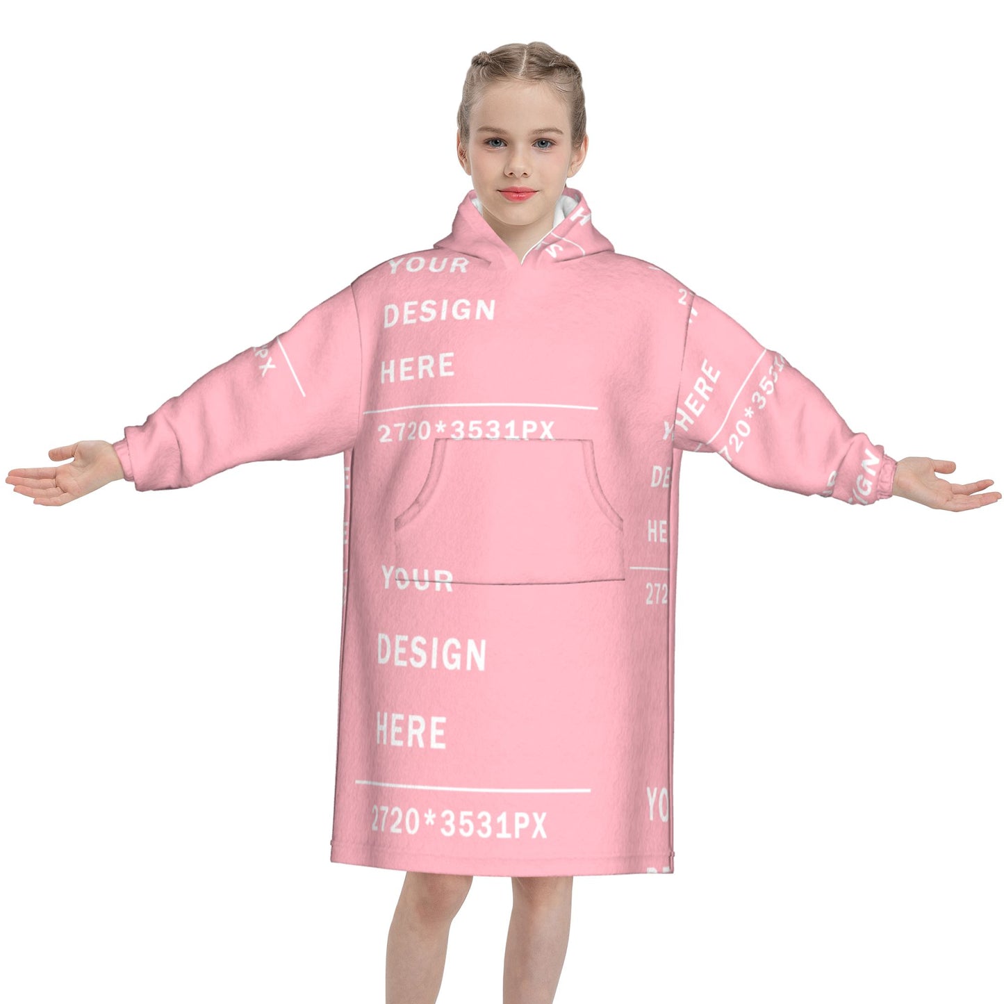 Custom flannel Blanket Hoodie (Kids) -POD