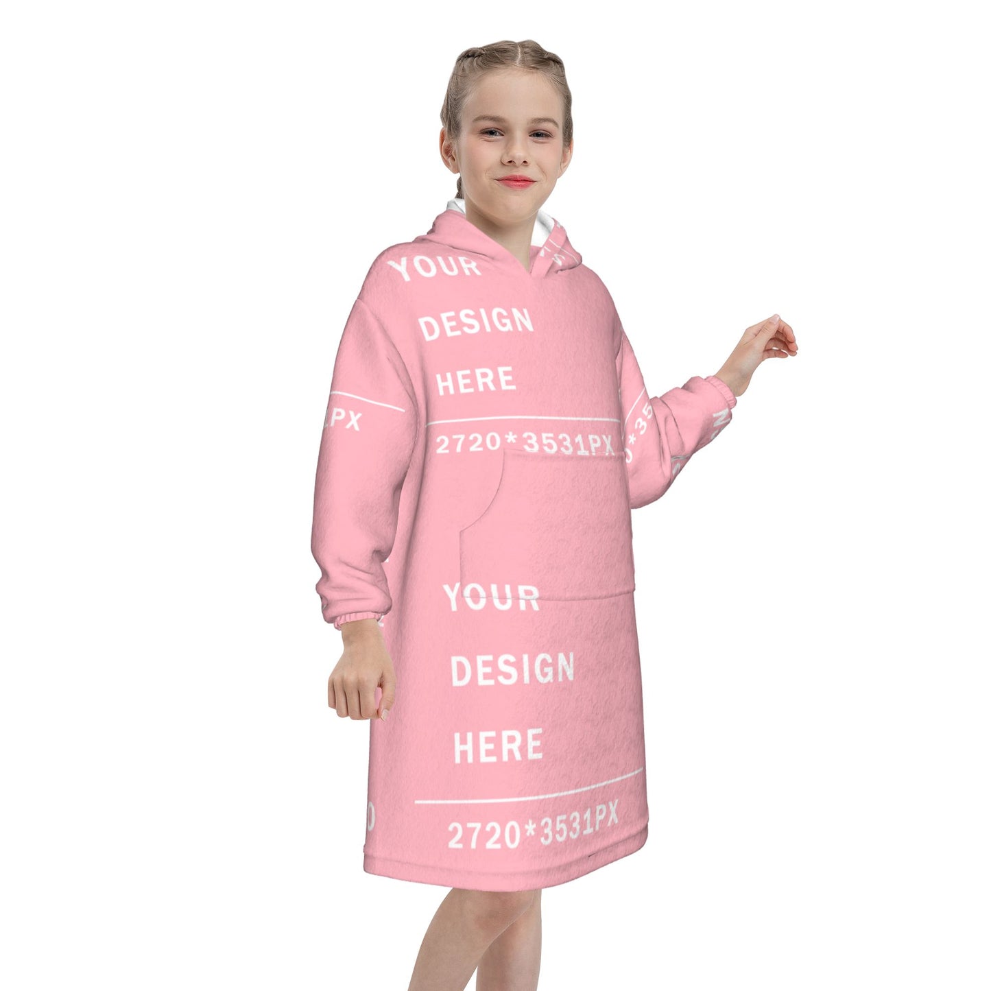 Custom flannel Blanket Hoodie (Kids) -POD