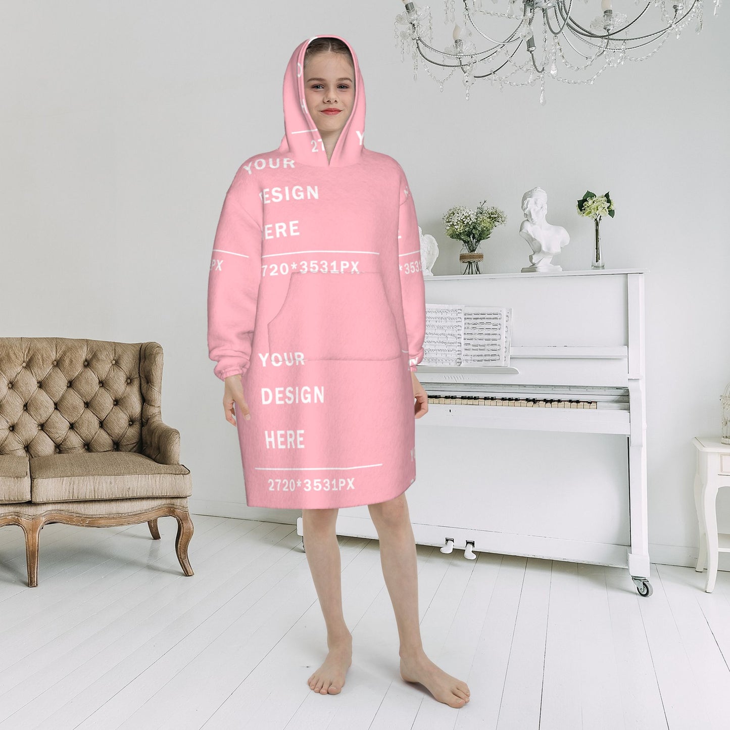 Custom flannel Blanket Hoodie (Kids) -POD
