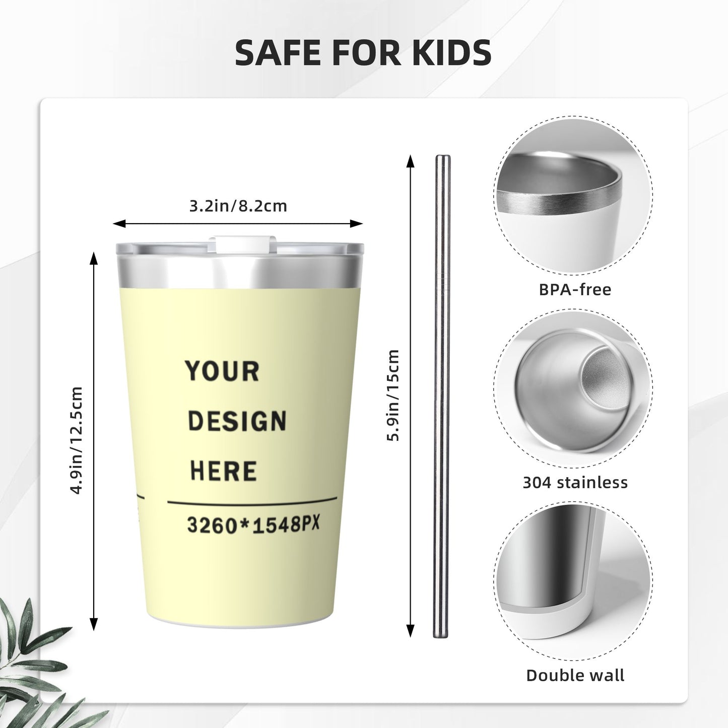 Design your kids' Cup - 12OZ Thermos With Conical Straw