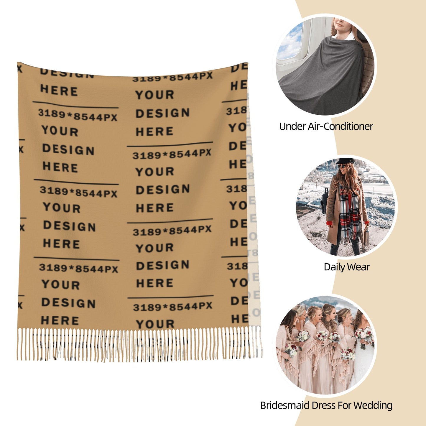 Custom Women's warm Tassel Scarf