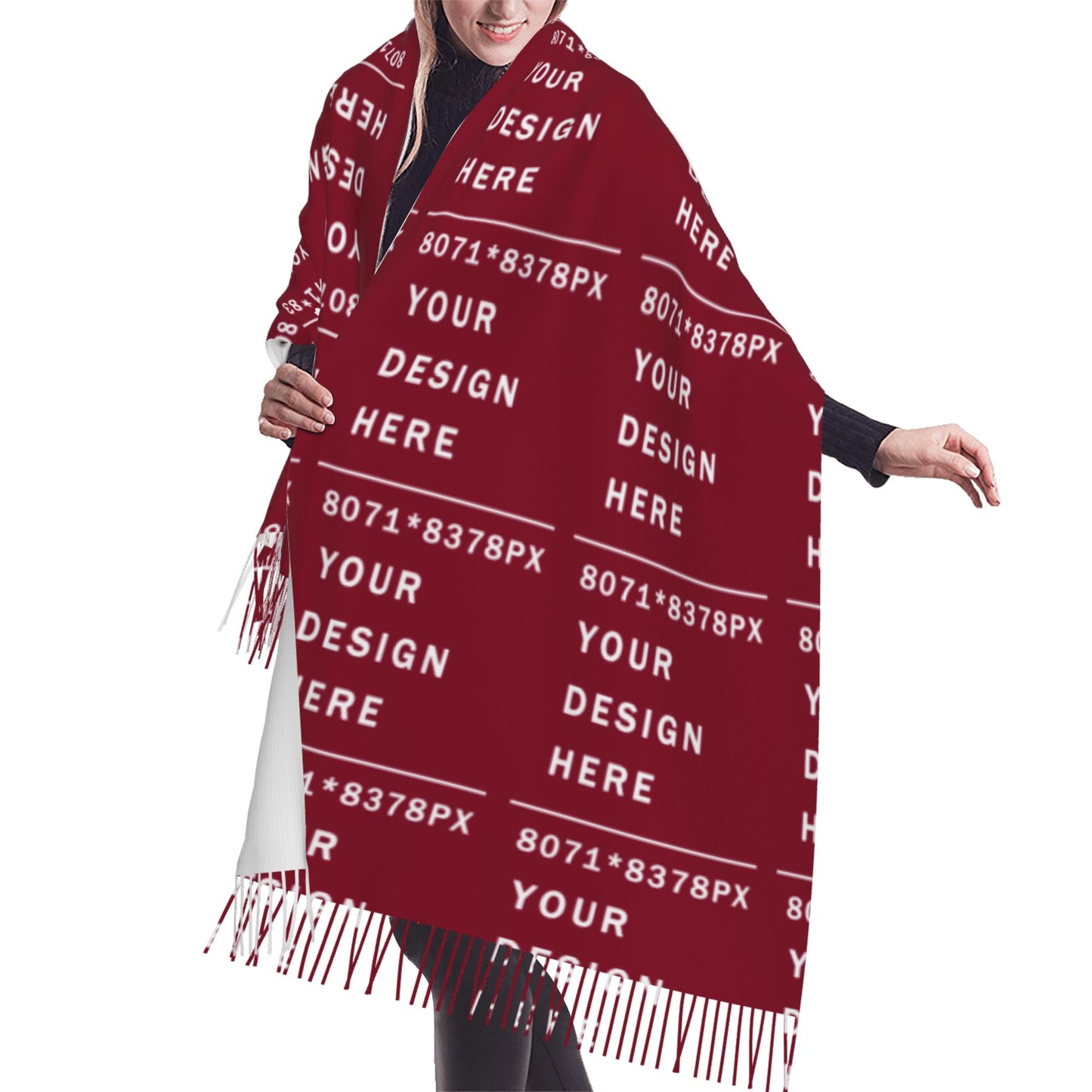 Custom Women's warm fringed scarf
