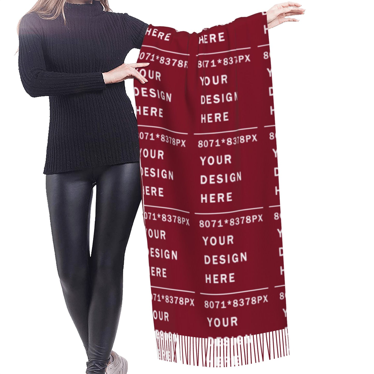 Custom Women's warm fringed scarf