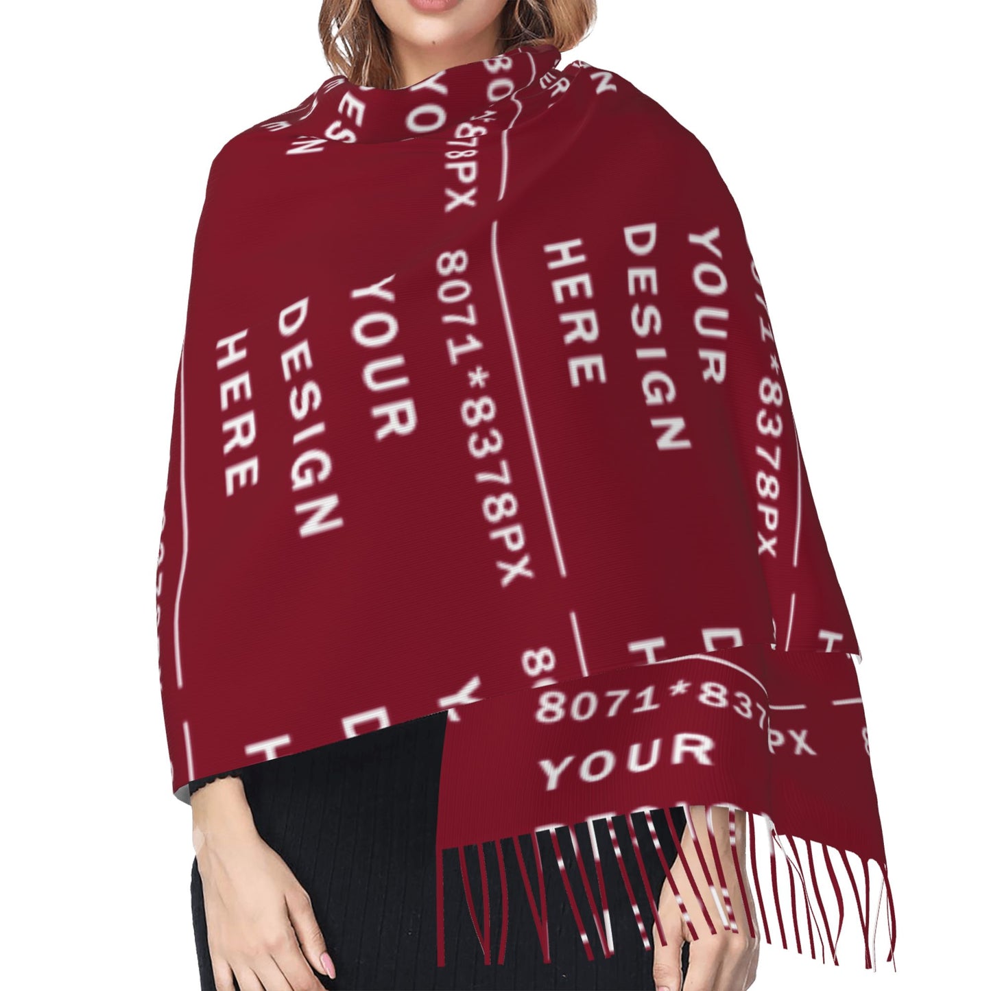 Custom Women's warm fringed scarf