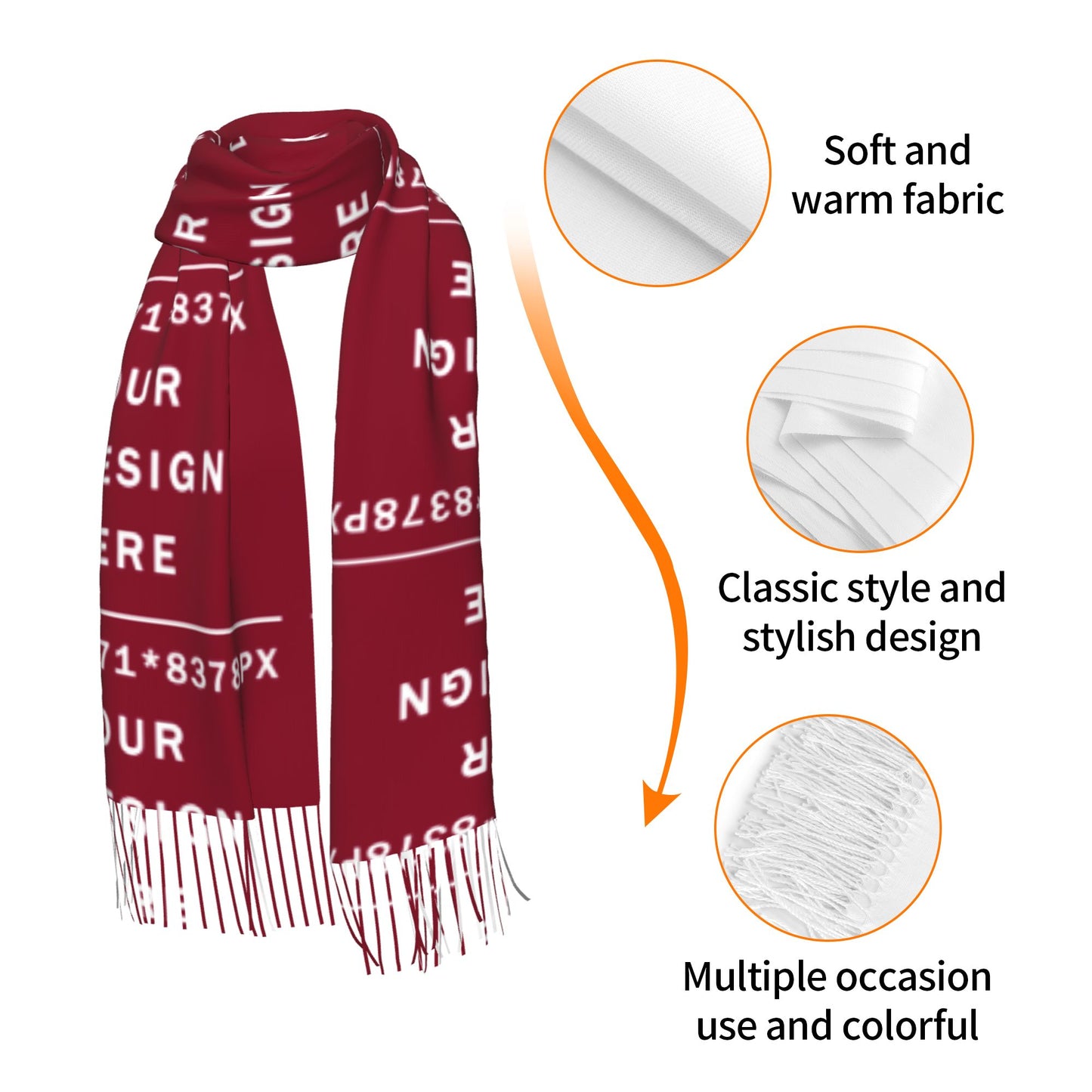 Custom Women's warm fringed scarf