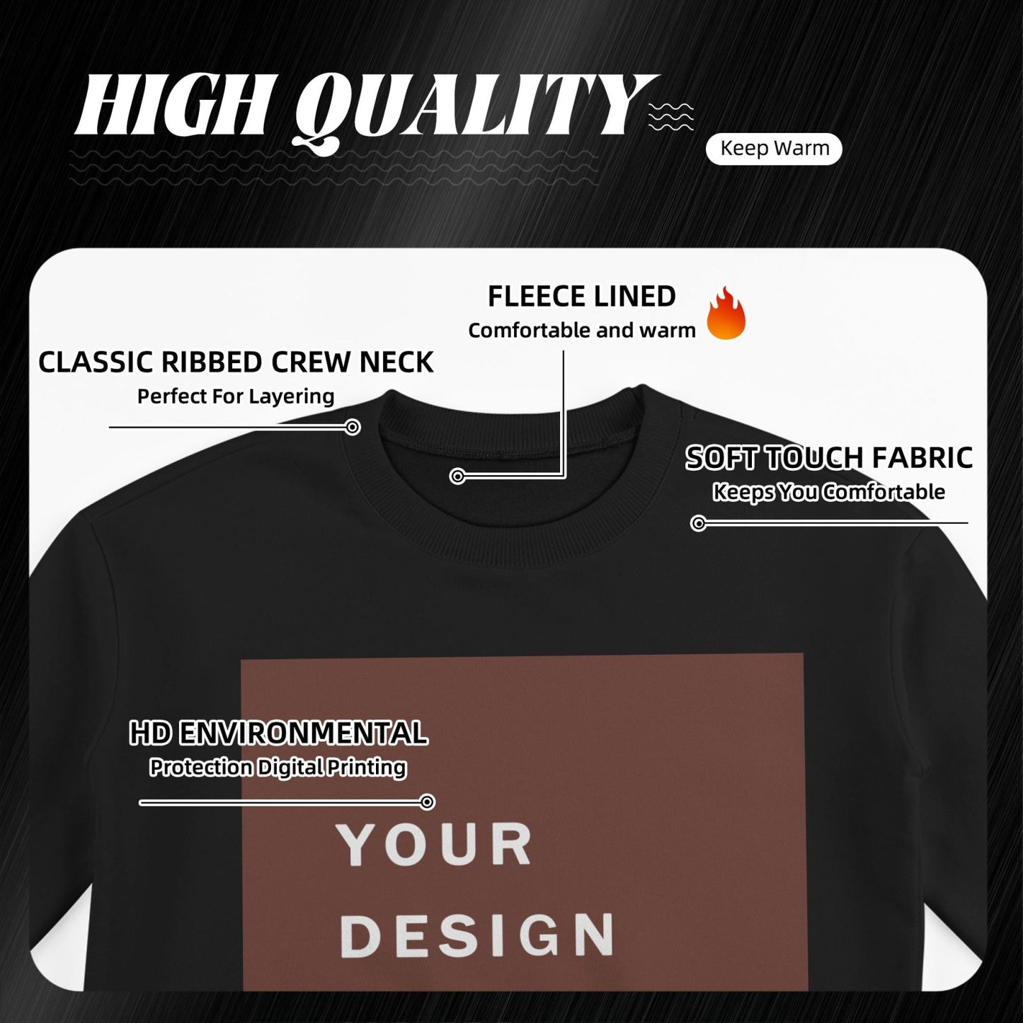Custom Men's winter fleece Crew-neck Hoodie