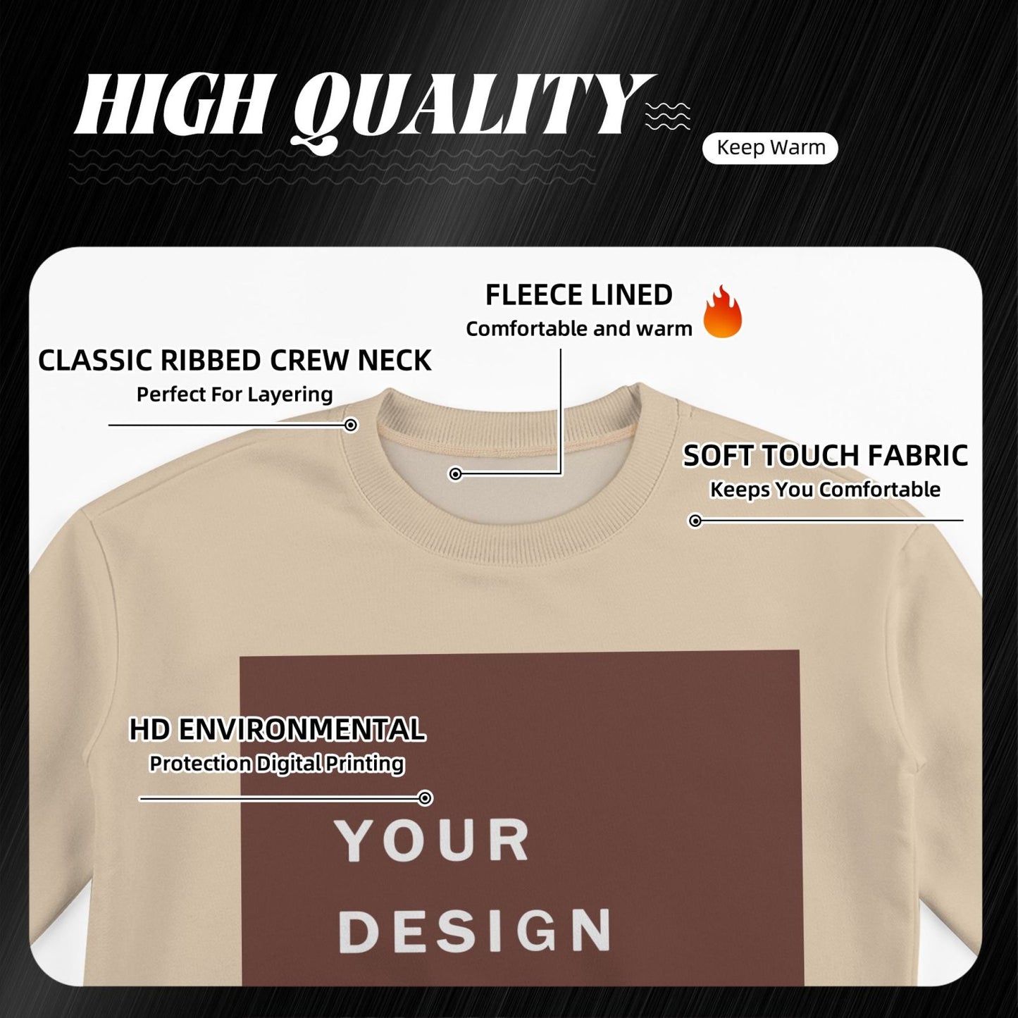 Custom Men's winter fleece Crew-neck Hoodie