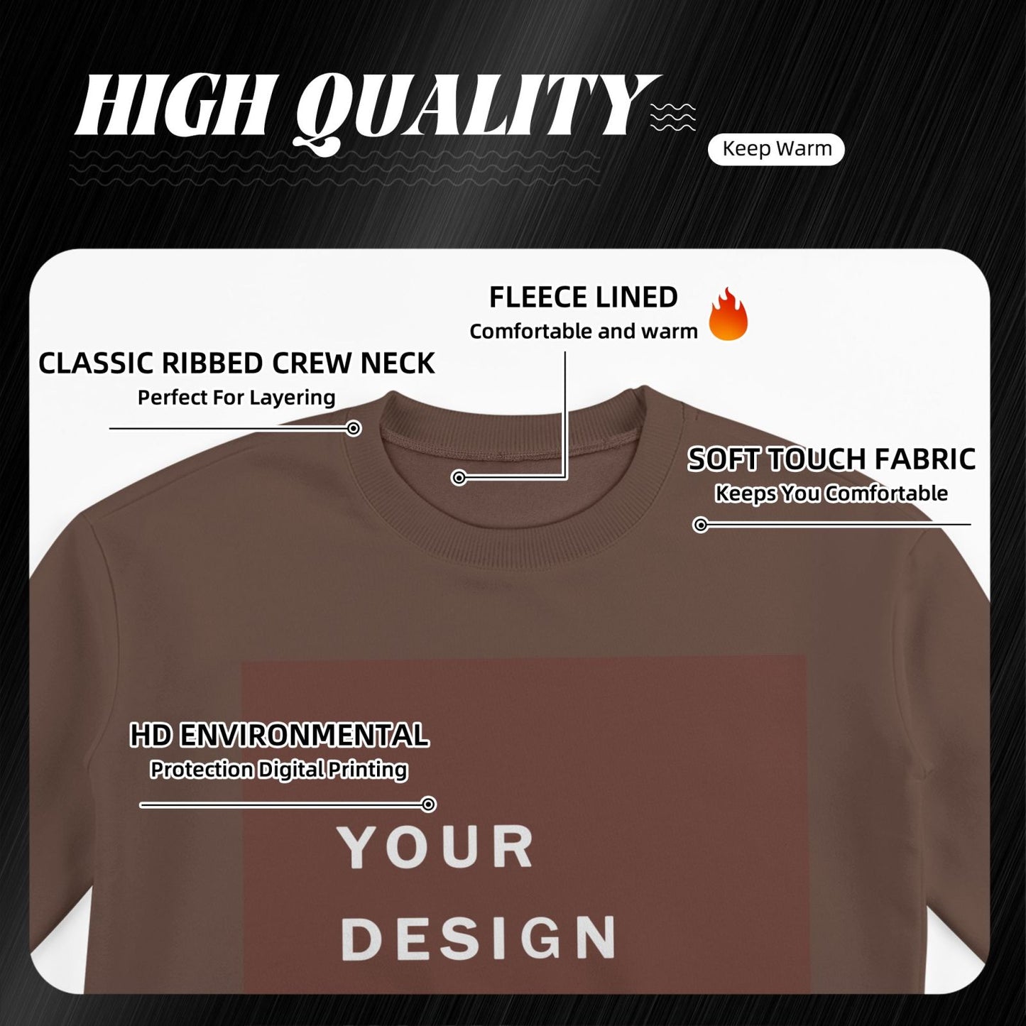 Custom Men's winter fleece Crew-neck Hoodie