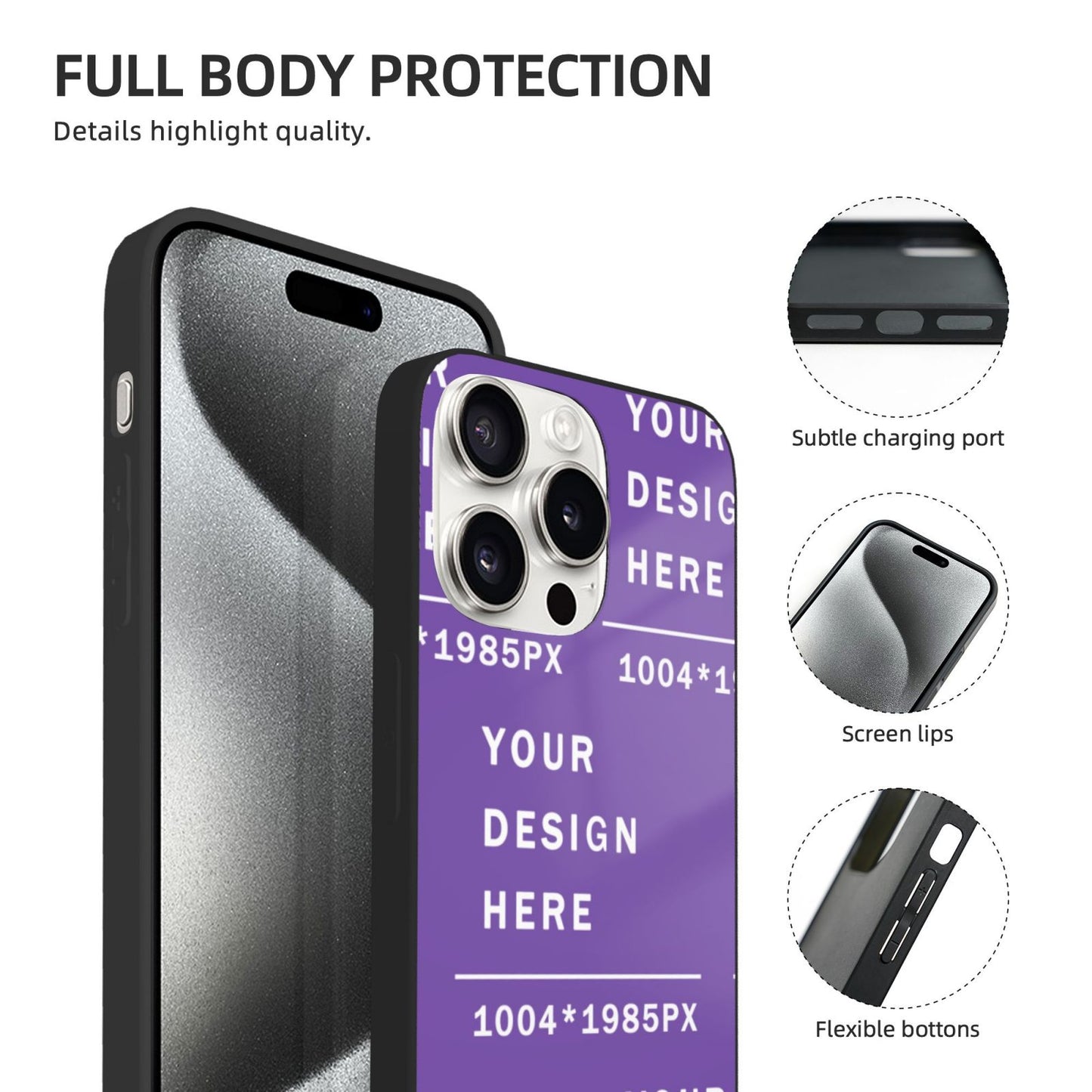 Customized Iphone 15 Soft Glass Case(three cameras)