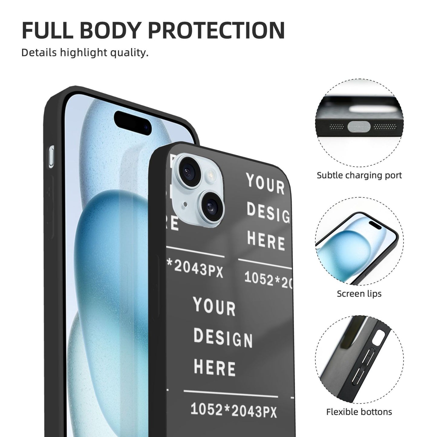 Customized Iphone 15 Soft Glass Case(Two cameras)