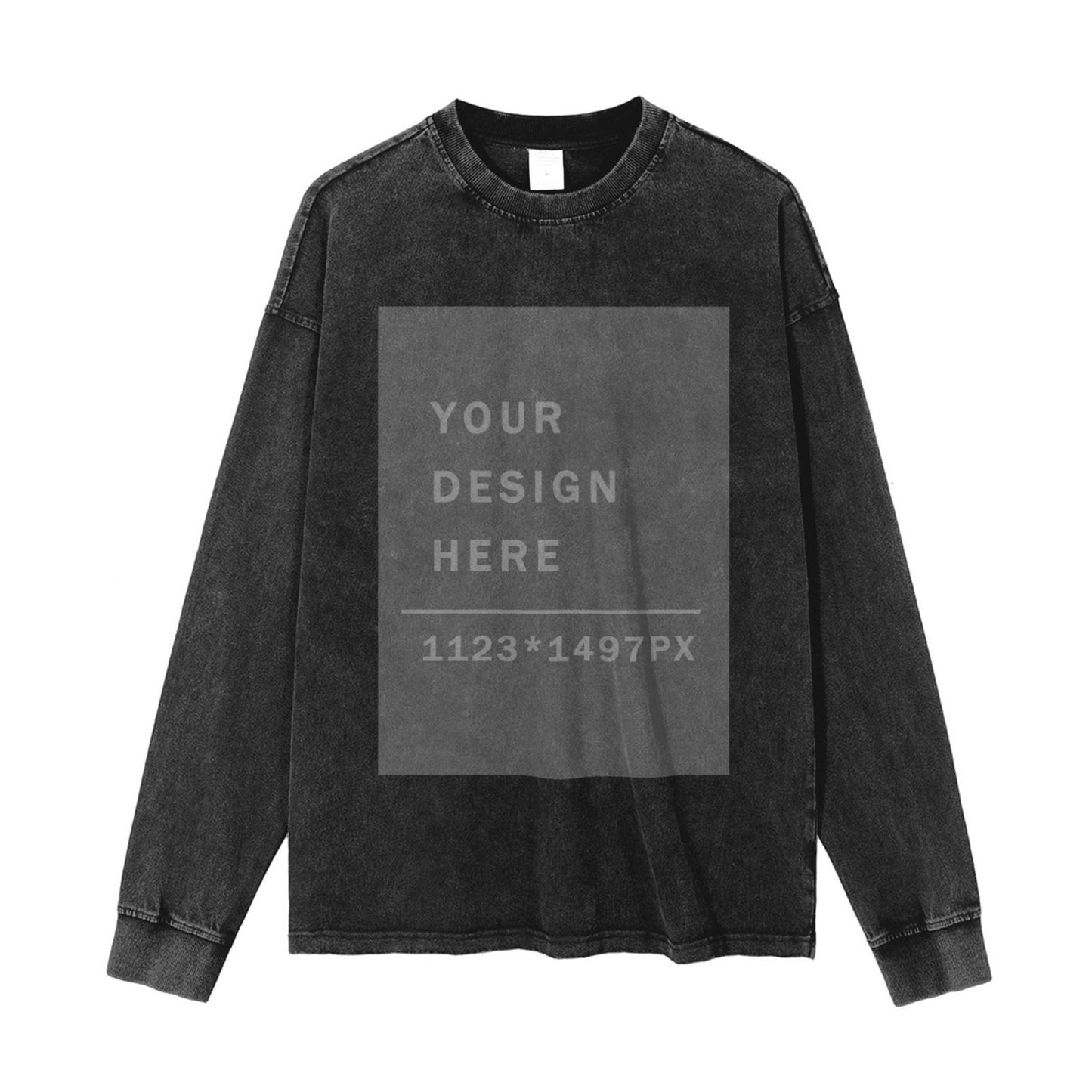 Custom Men's Cotton Crew Neck Long-Sleeved T-Shirt