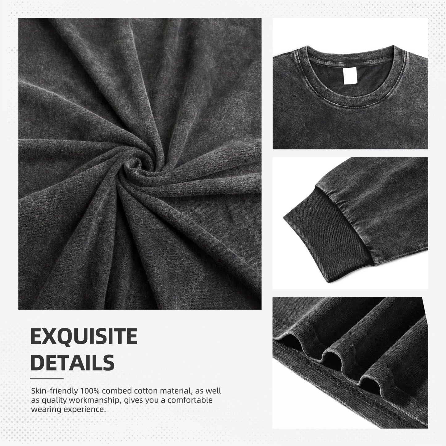 Custom Men's Cotton Crew Neck Long-Sleeved T-Shirt