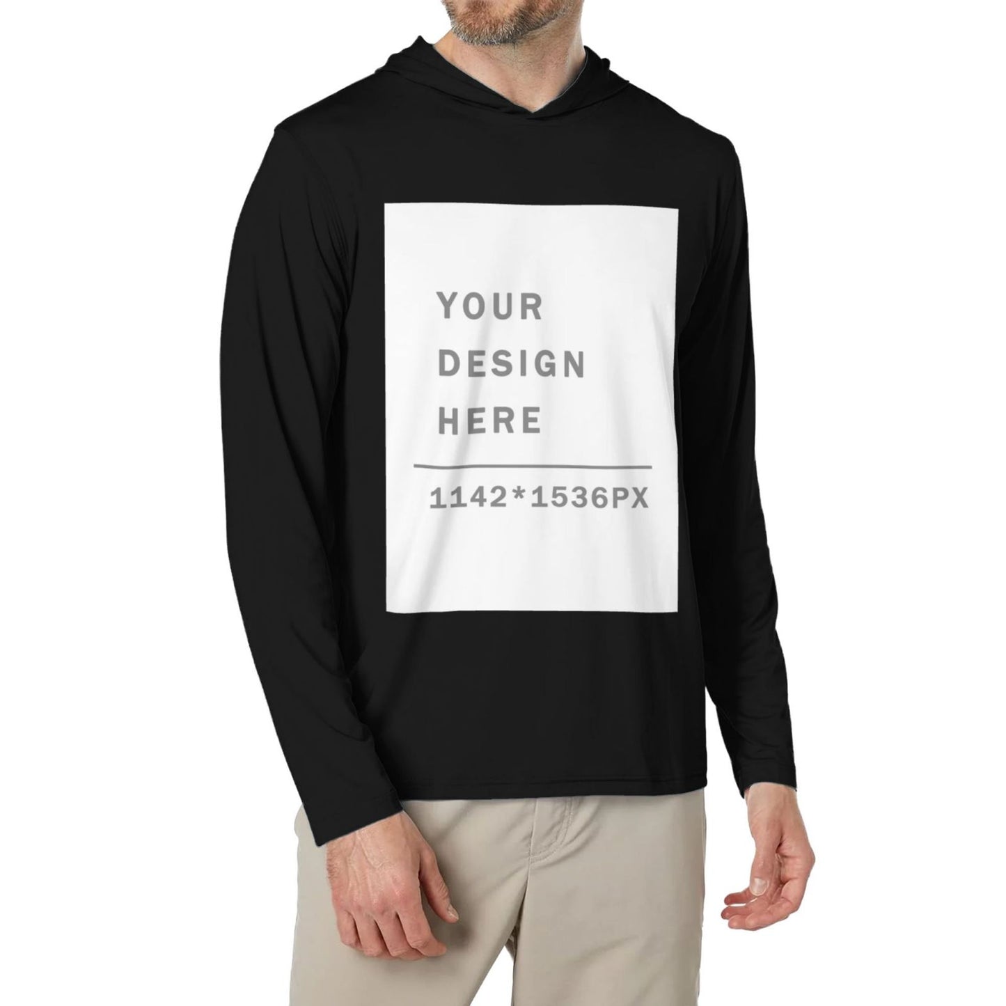 Custom Men's Hooded Long-sleeved T-shirt