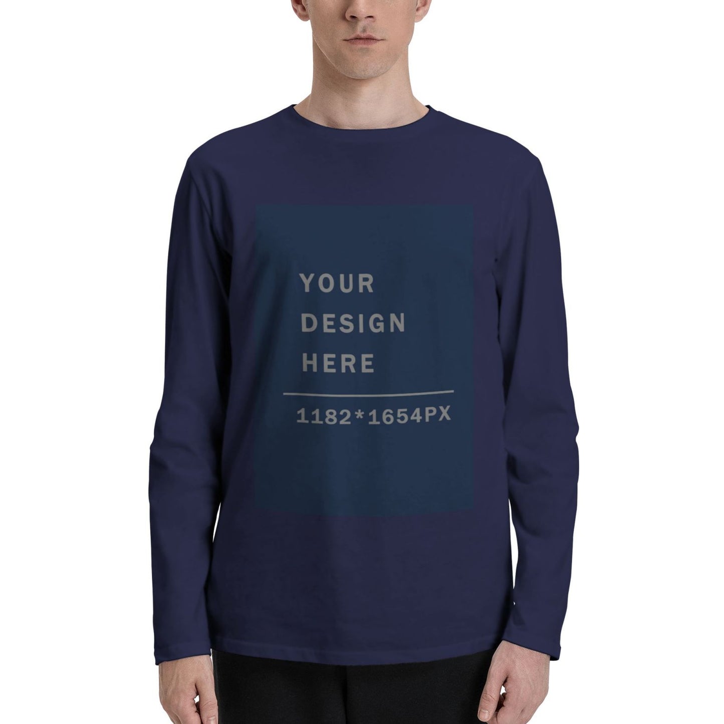 Custom Men's Cotton Crew Neck Long-Sleeved T-Shirt (DTG)
