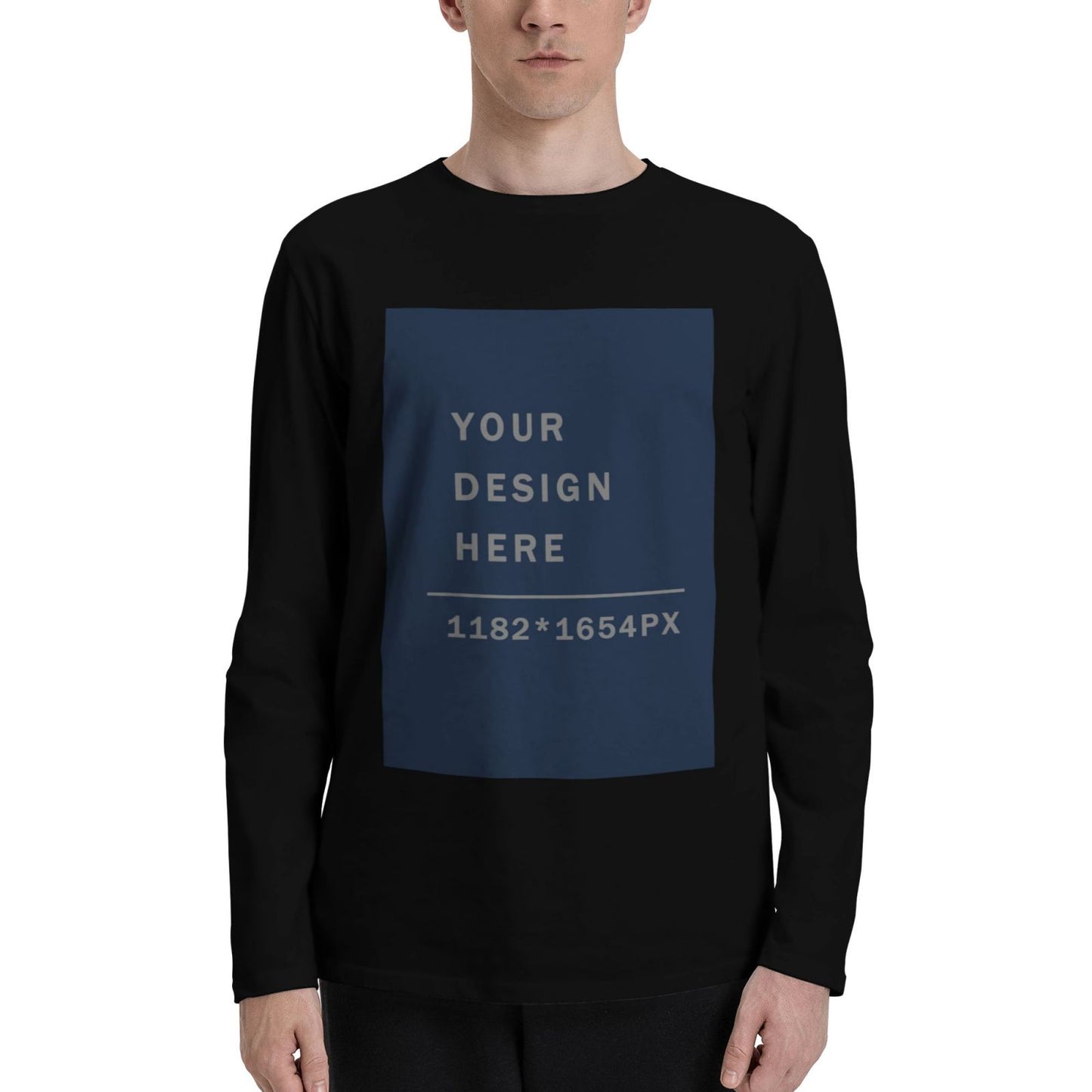 Custom Men's Cotton Crew Neck Long-Sleeved T-Shirt (DTG)