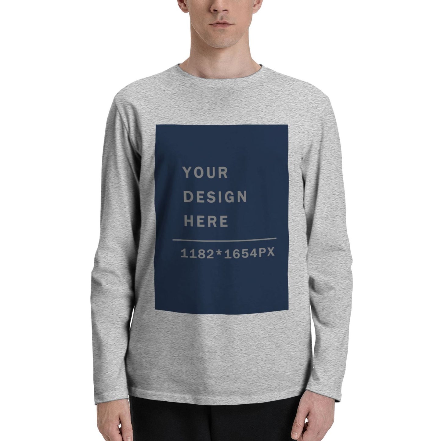 Custom Men's Cotton Crew Neck Long-Sleeved T-Shirt (DTG)