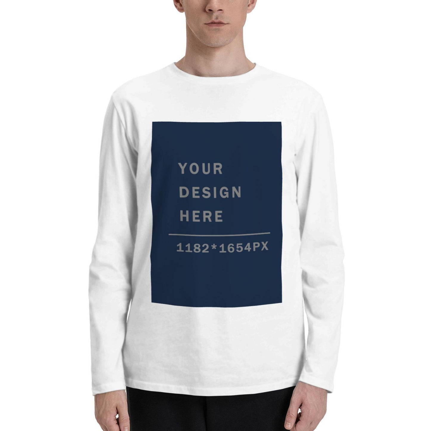 Custom Men's Cotton Crew Neck Long-Sleeved T-Shirt (DTG)