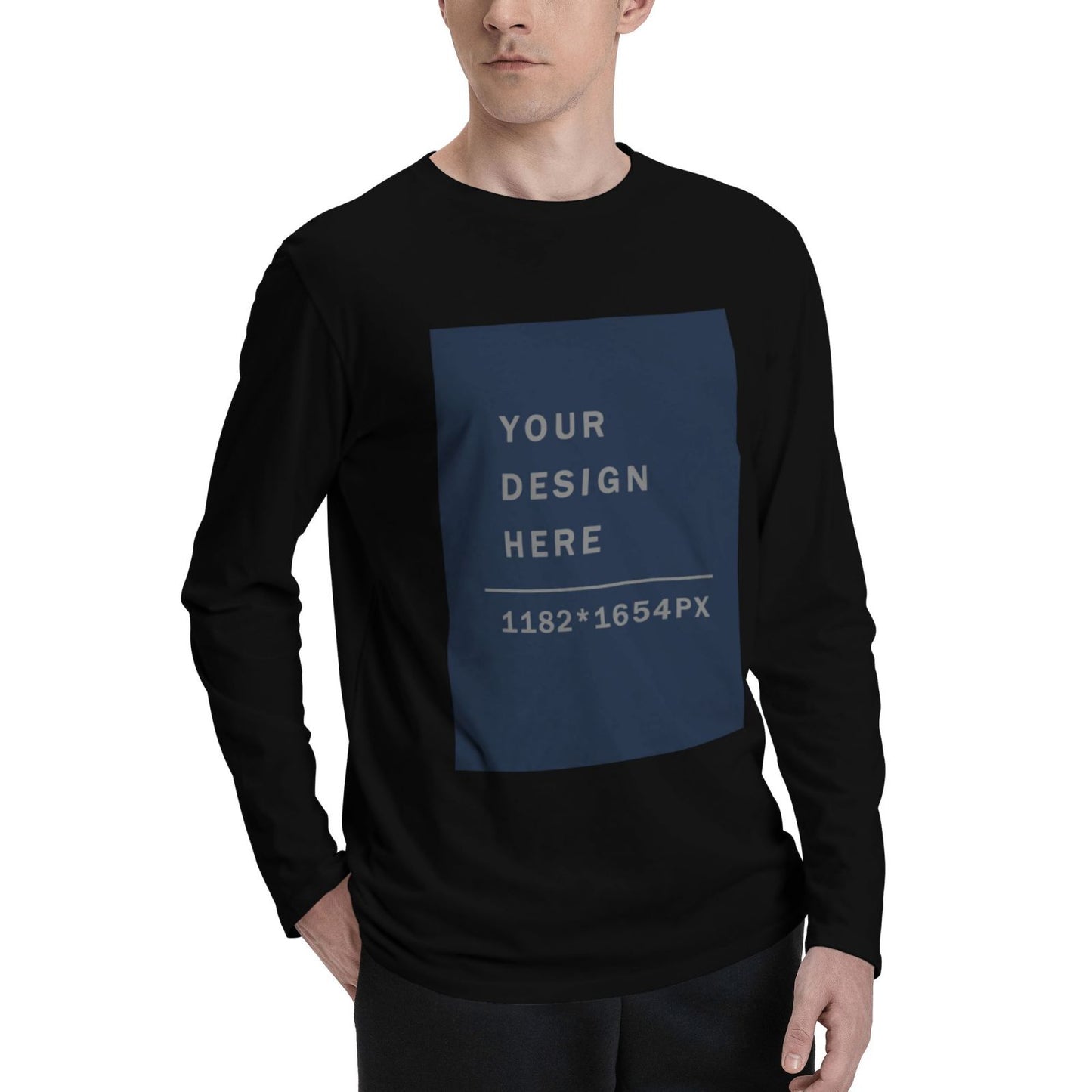 Custom Men's Cotton Crew Neck Long-Sleeved T-Shirt (DTG)
