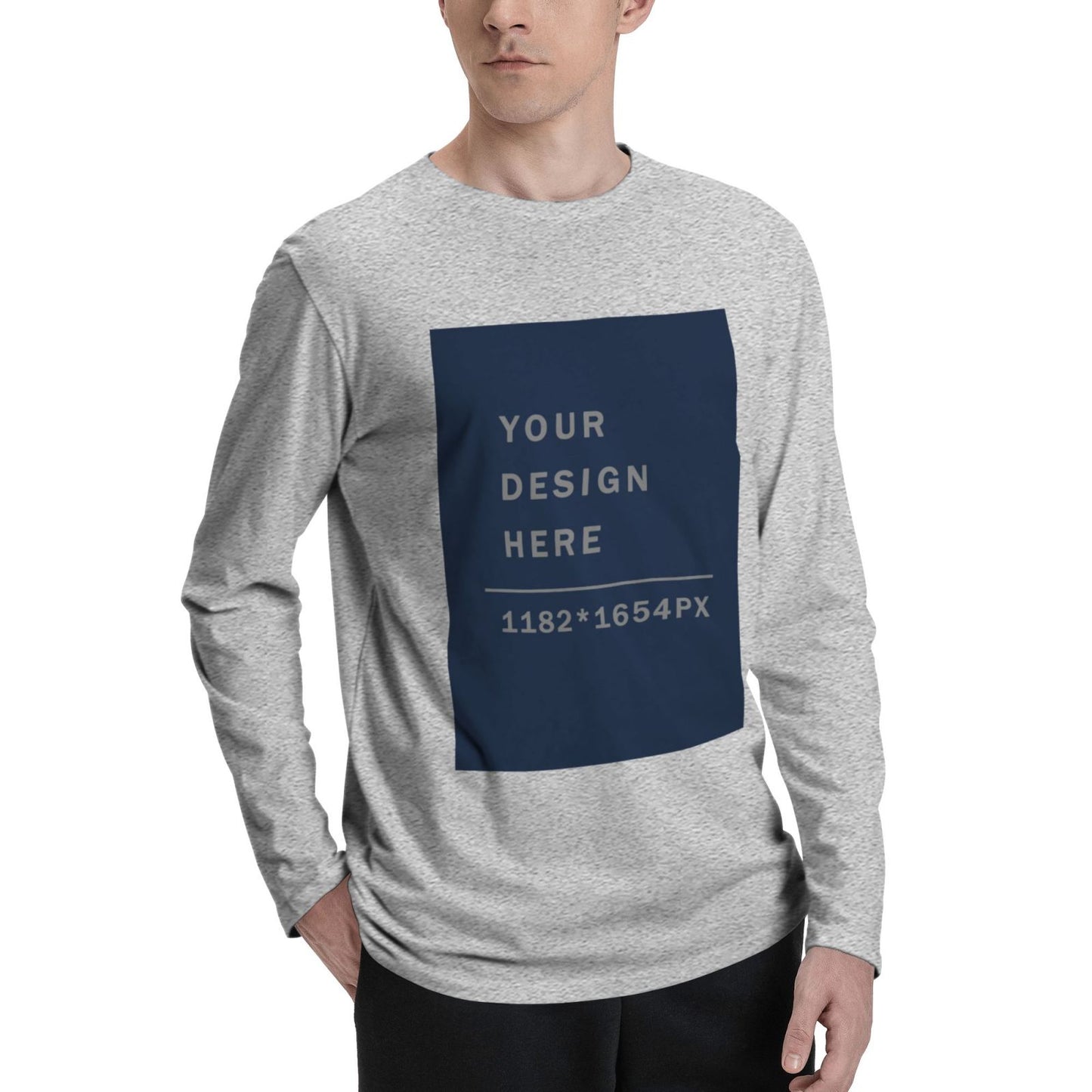 Custom Men's Cotton Crew Neck Long-Sleeved T-Shirt (DTG)