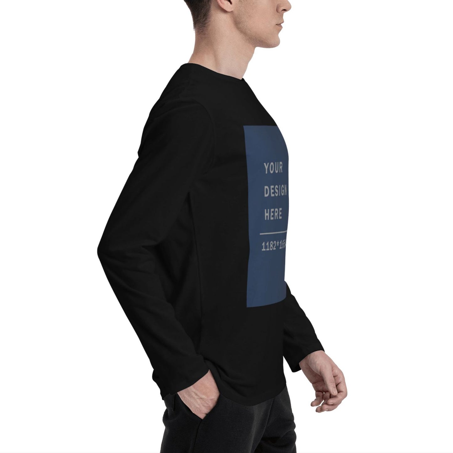 Custom Men's Cotton Crew Neck Long-Sleeved T-Shirt (DTG)