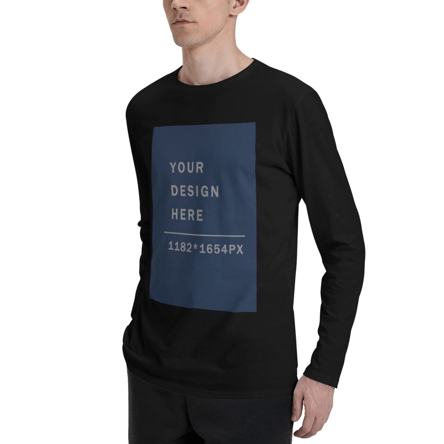 Custom Men's Cotton Crew Neck Long-Sleeved T-Shirt (DTG)