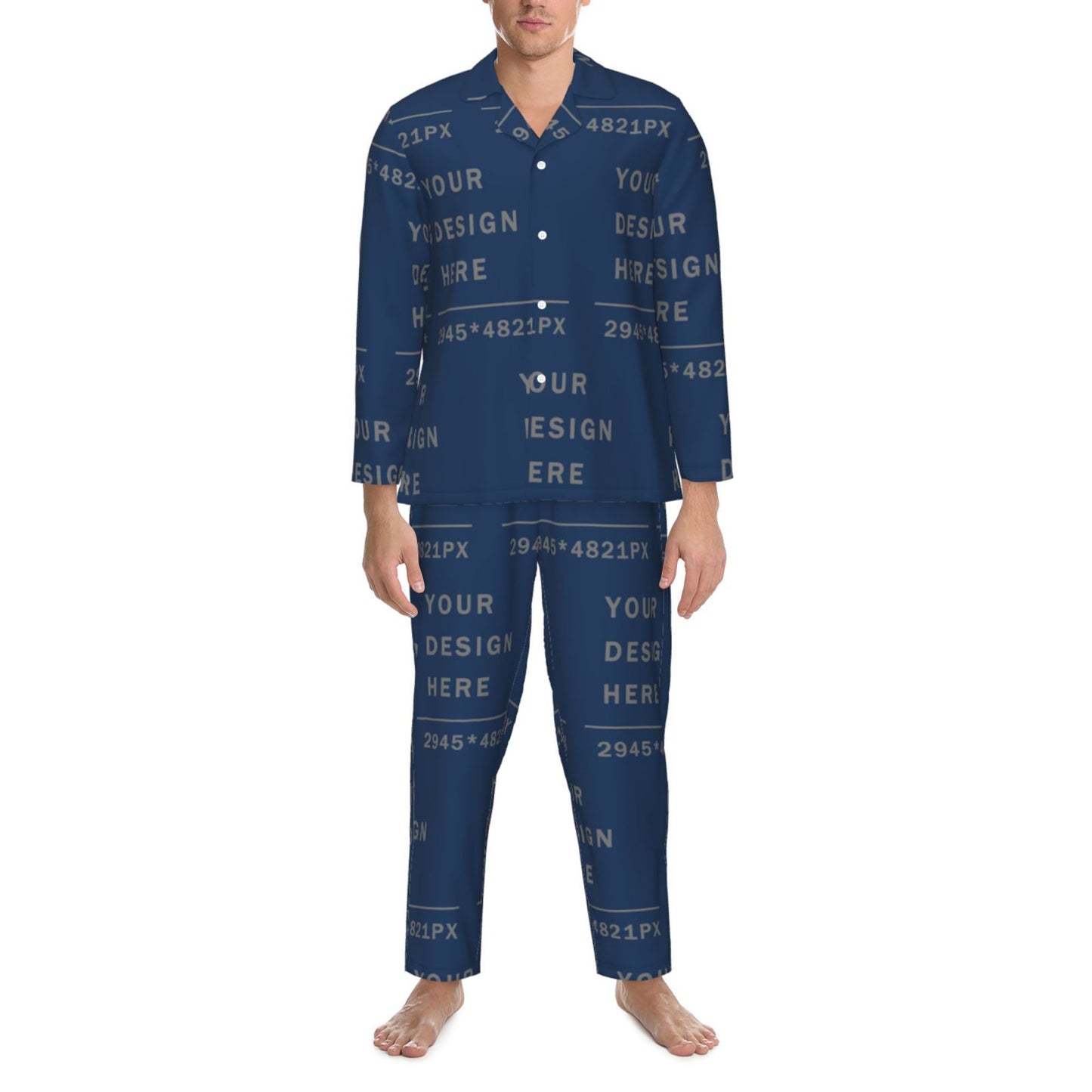 Custom Men's Long-Sleeved Pajama Set (full printed)