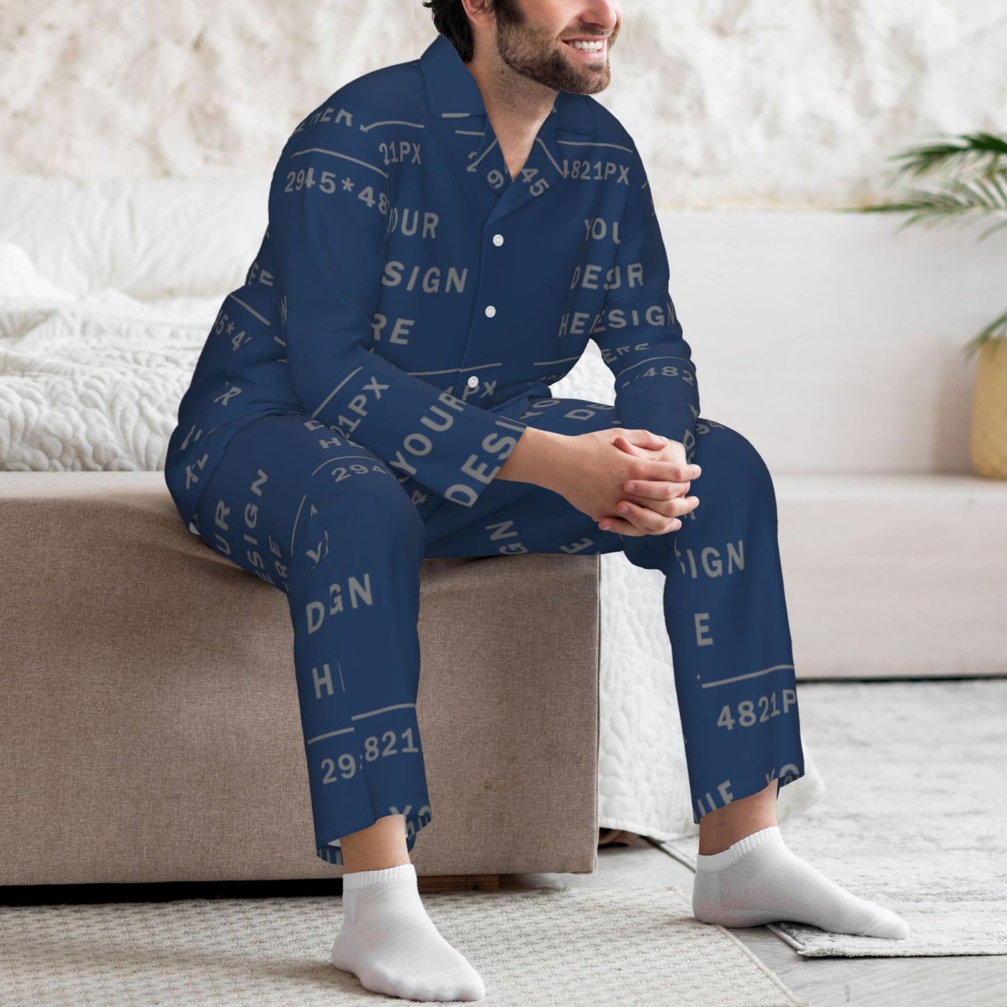 Custom Men's Long-Sleeved Pajama Set (full printed)