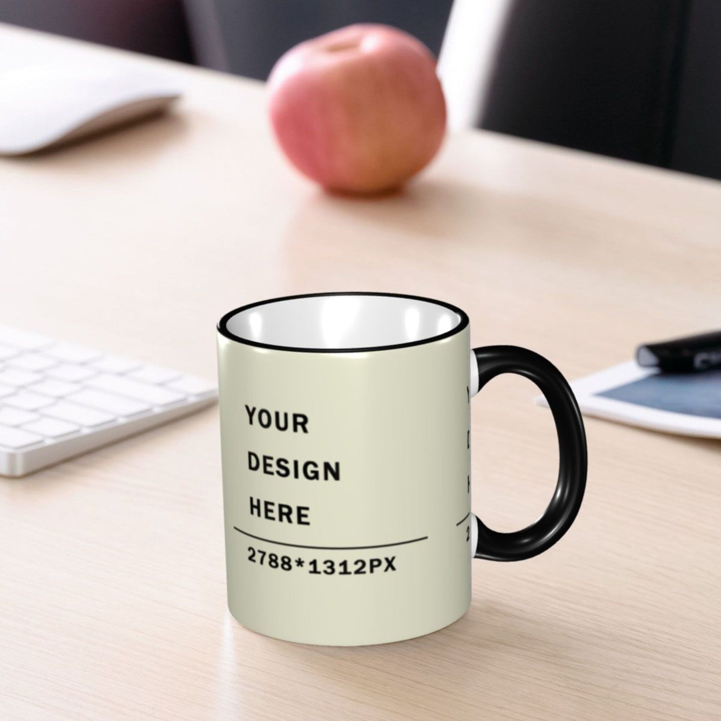 Design your Mug -Colored Edge Ceramic Mug-Surface Around Printed