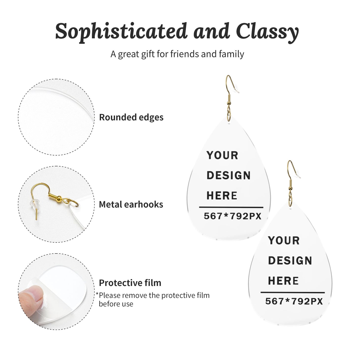 Design a Personalized Drop-shaped Acrylic Earrings