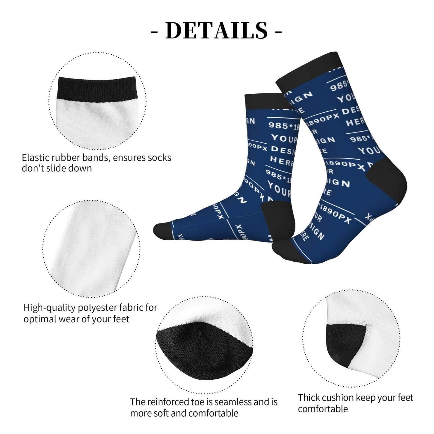 Custom Printed Adult Mid-calf Sock