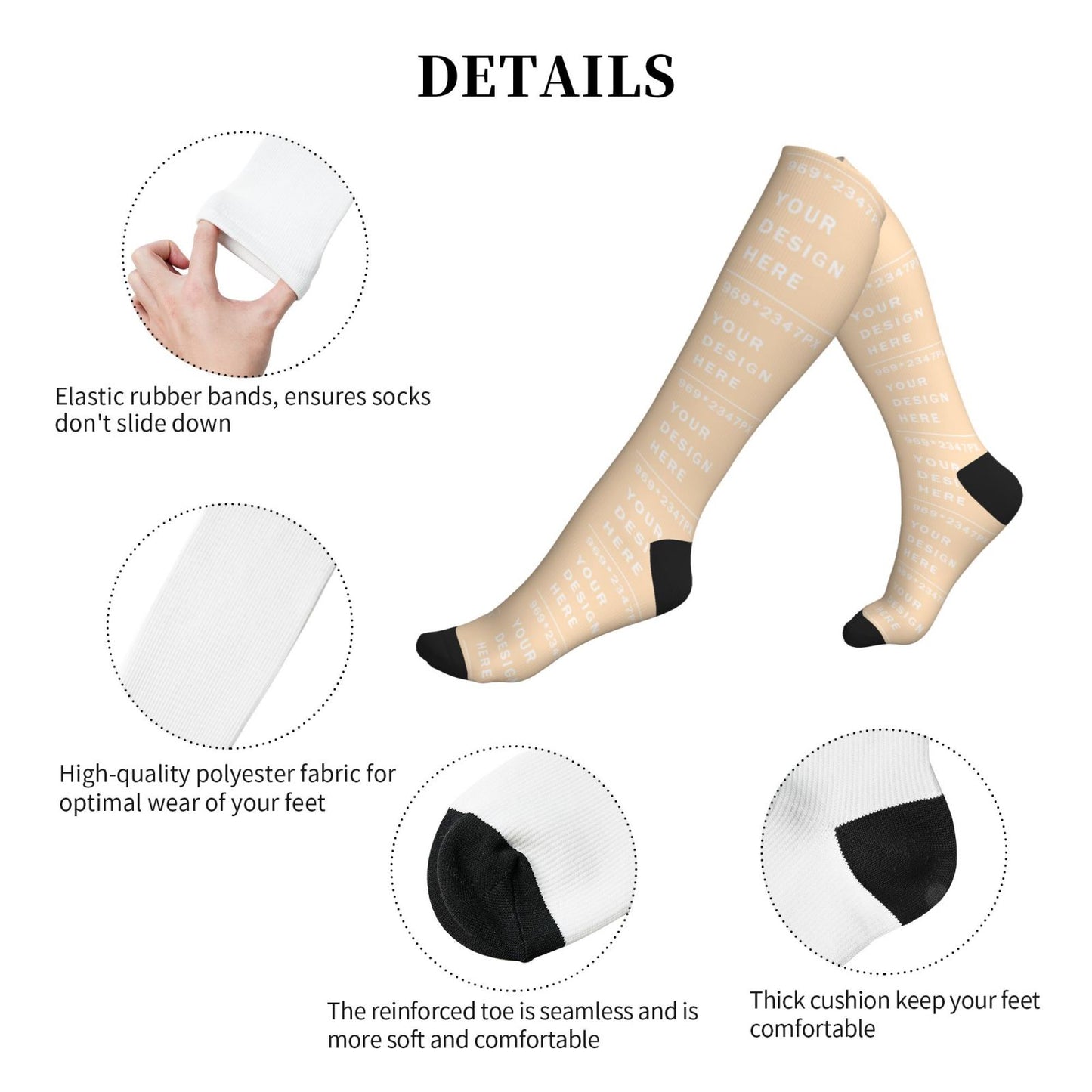 Custom Printed Adult Sports Compression Socks