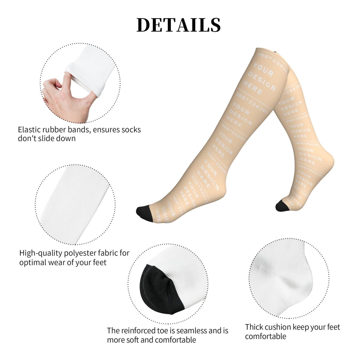 Custom Printed Adult Sports Compression Socks