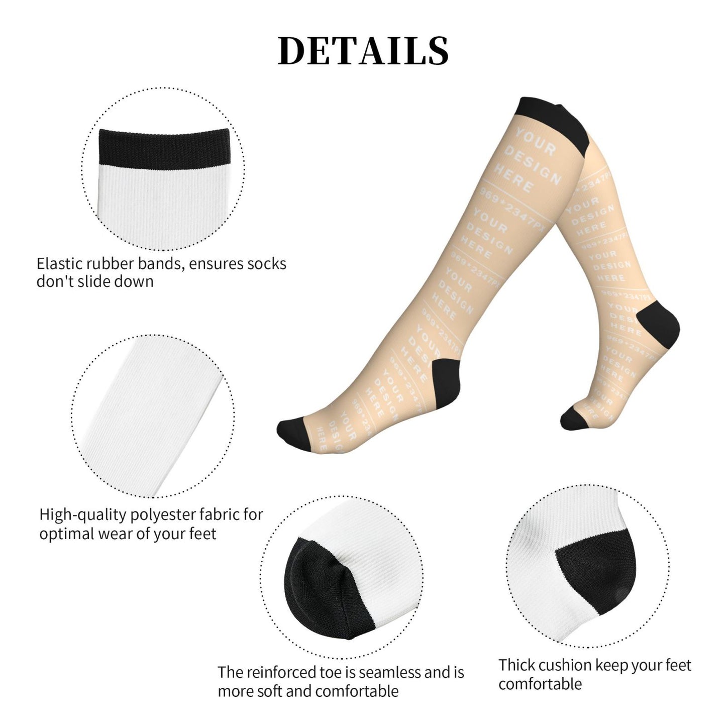 Custom Printed Adult Sports Compression Socks