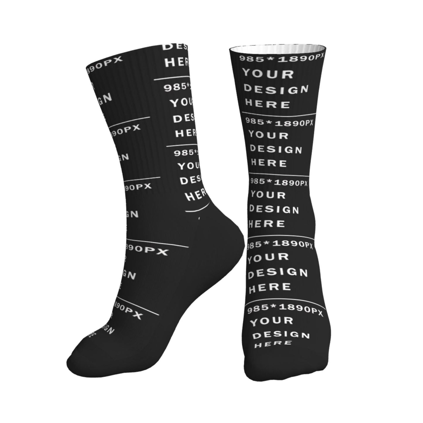 Custom Printed Adult Black Sole Sports Mid-Tube Socks