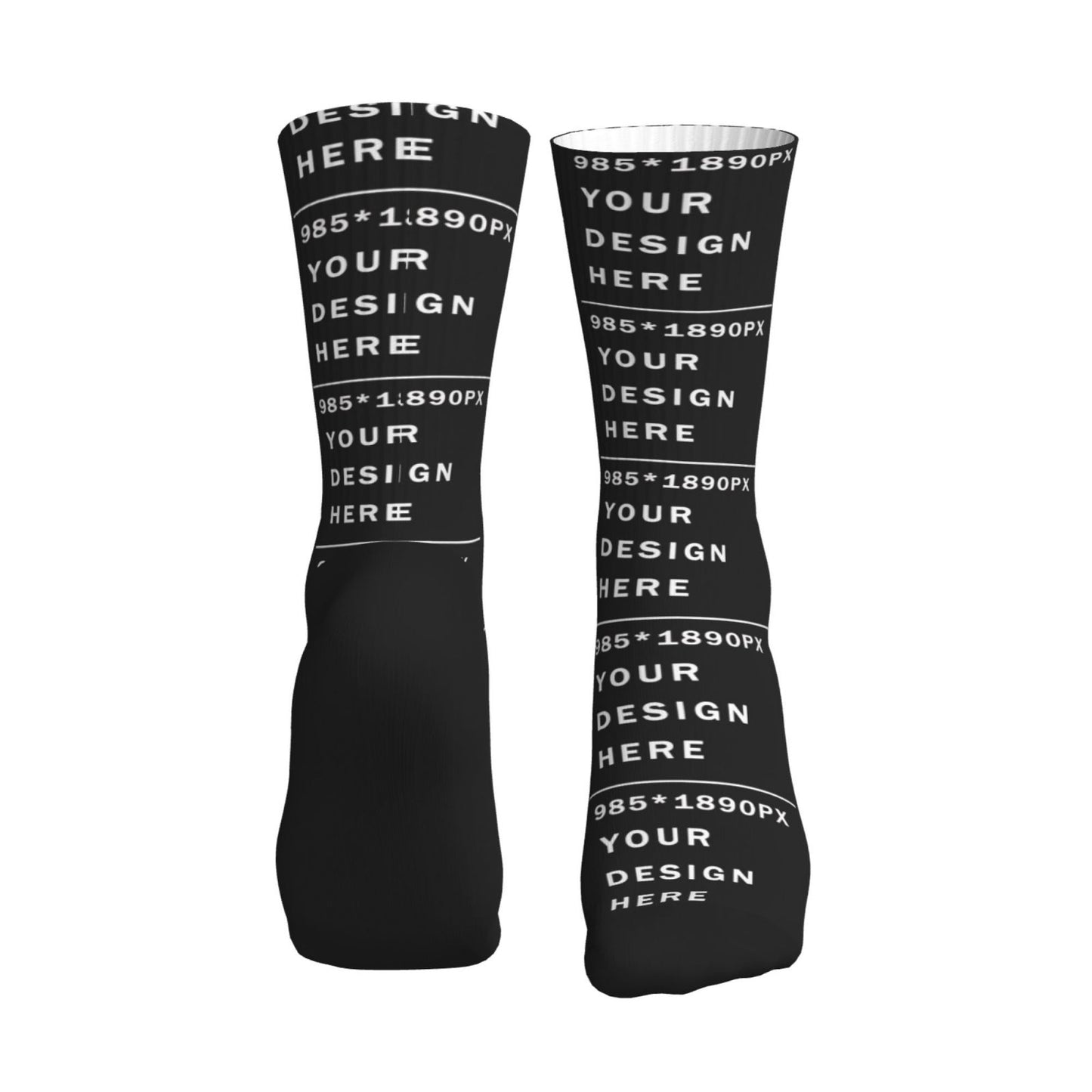 Custom Printed Adult Black Sole Sports Mid-Tube Socks