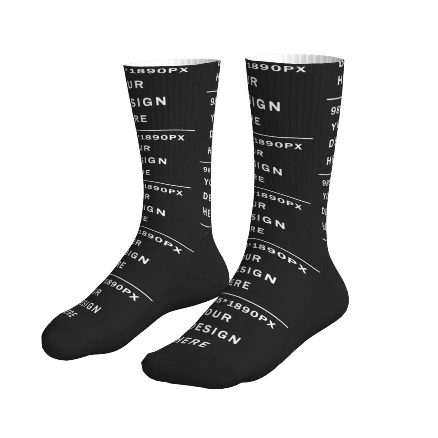 Custom Printed Adult Black Sole Sports Mid-Tube Socks