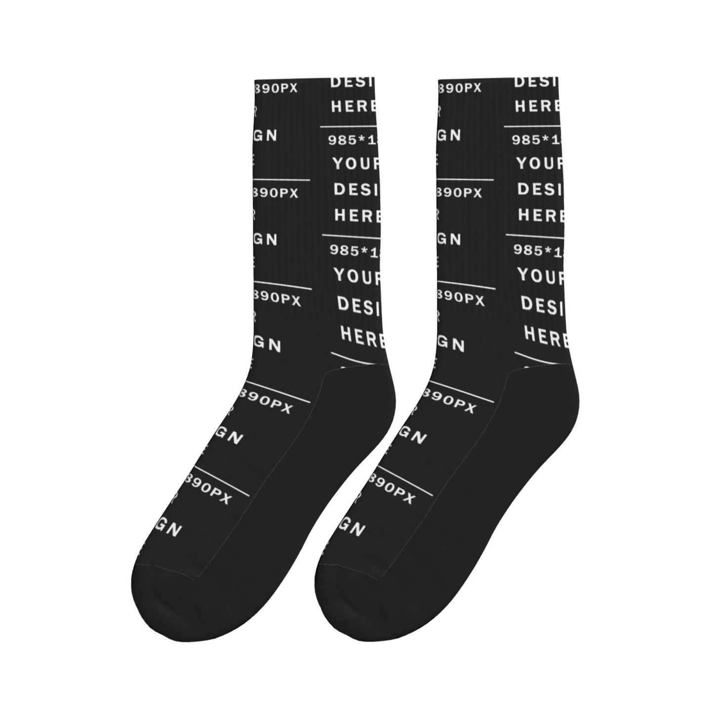 Custom Printed Adult Black Sole Sports Mid-Tube Socks