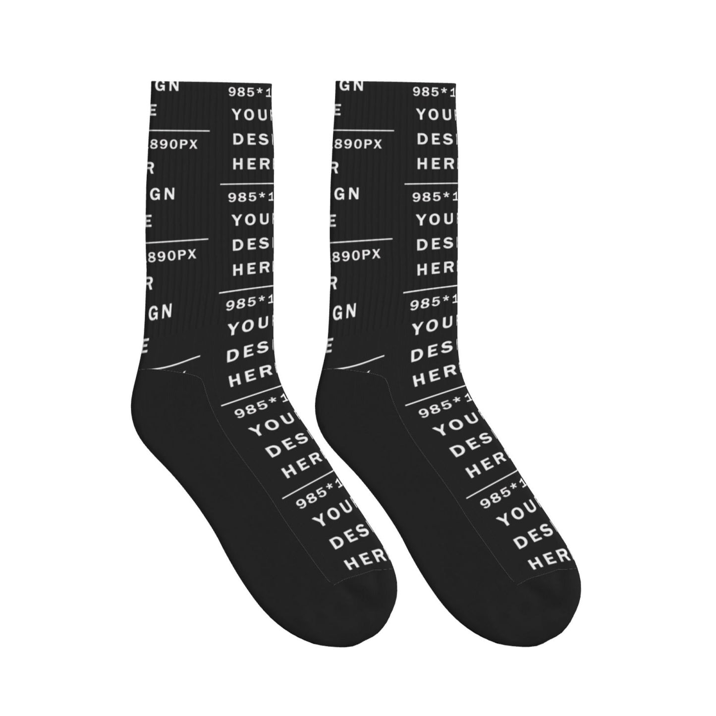 Custom Printed Adult Black Sole Sports Mid-Tube Socks