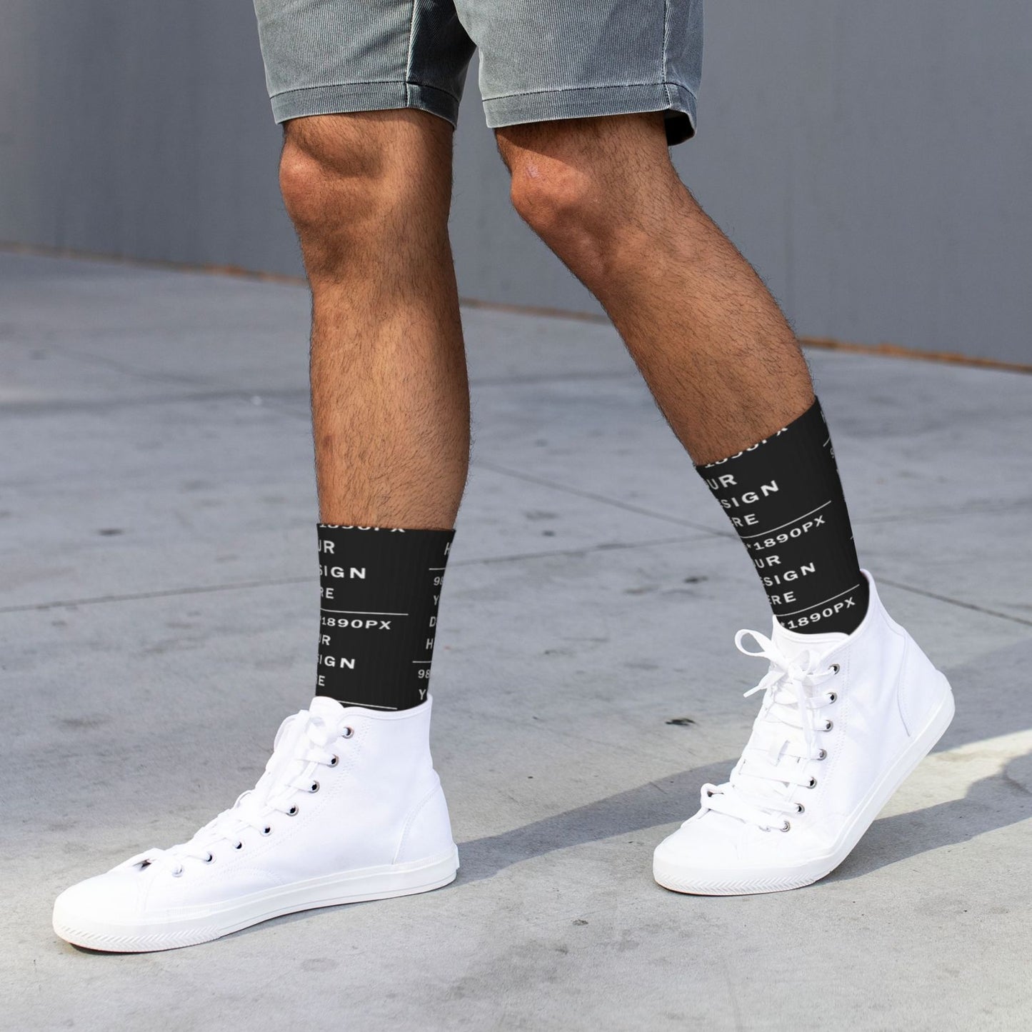 Custom Printed Adult Black Sole Sports Mid-Tube Socks