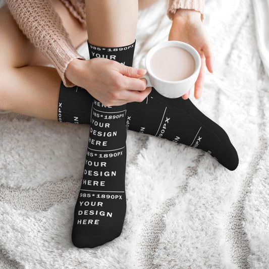 Custom Printed Adult Black Sole Sports Mid-Tube Socks