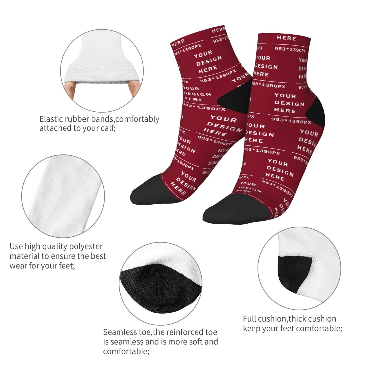 Custom Printed Adult Straight Socks (30cm)