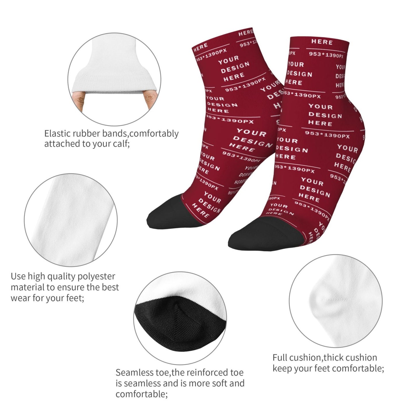 Custom Printed Adult Straight Socks (30cm)