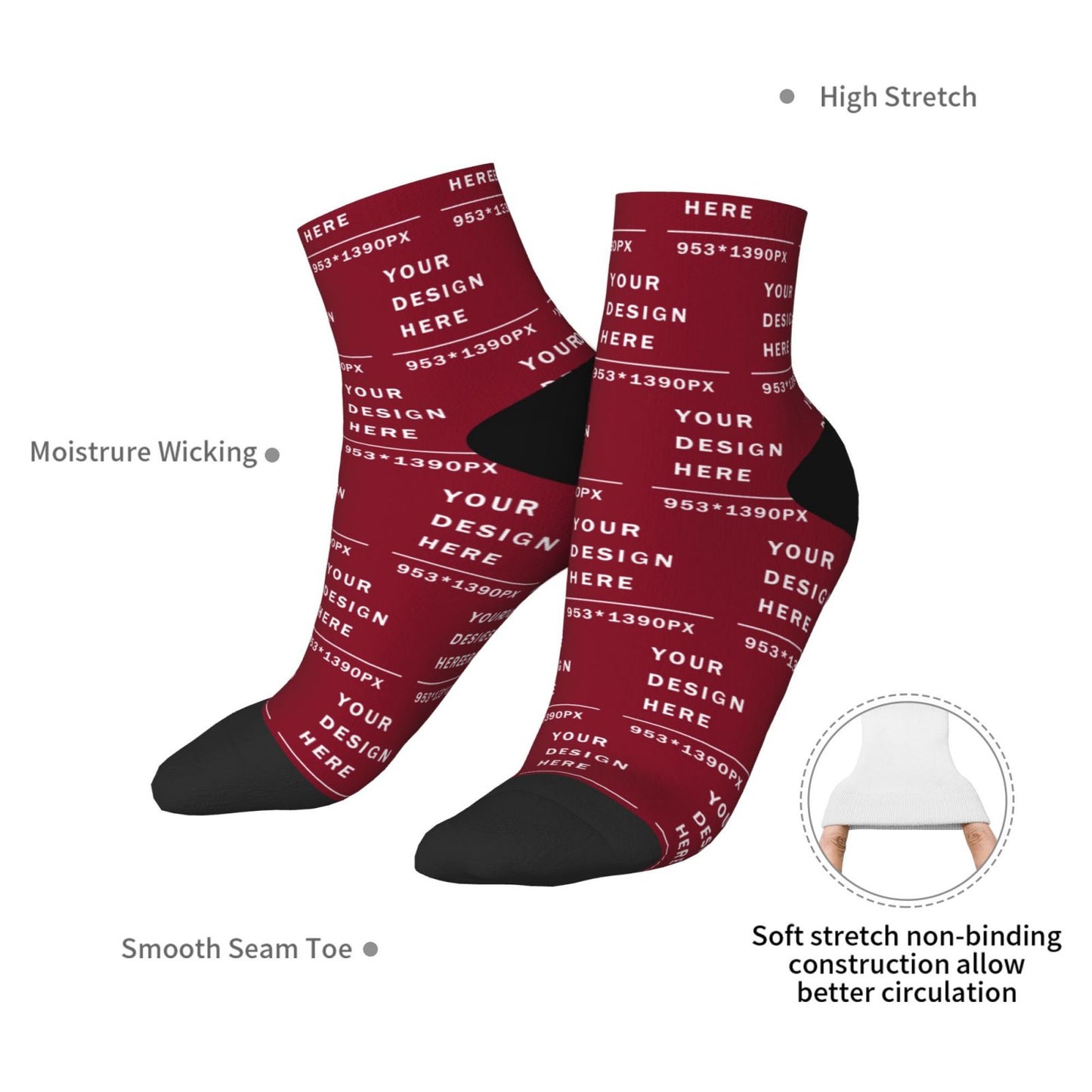 Custom Printed Adult Straight Socks (30cm)