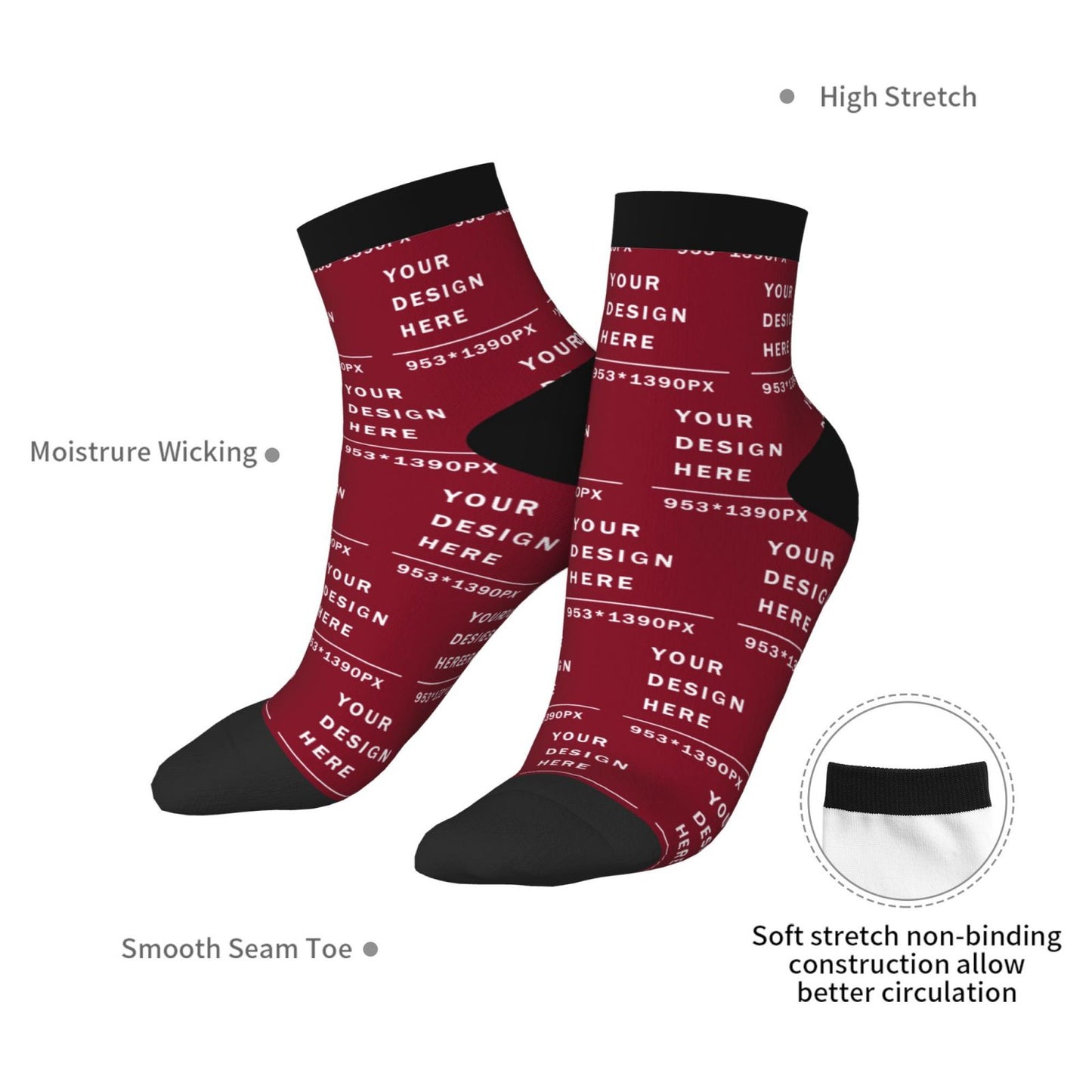 Custom Printed Adult Straight Socks (30cm)