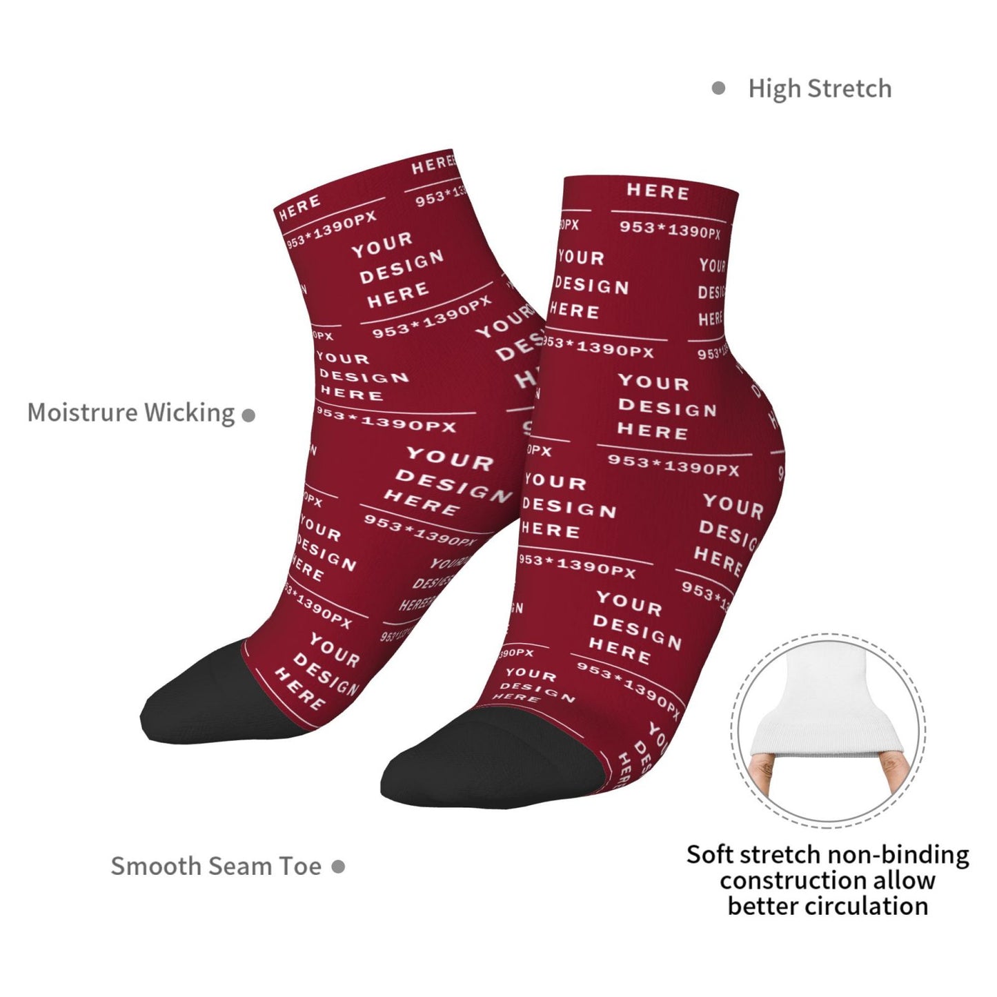 Custom Printed Adult Straight Socks (30cm)