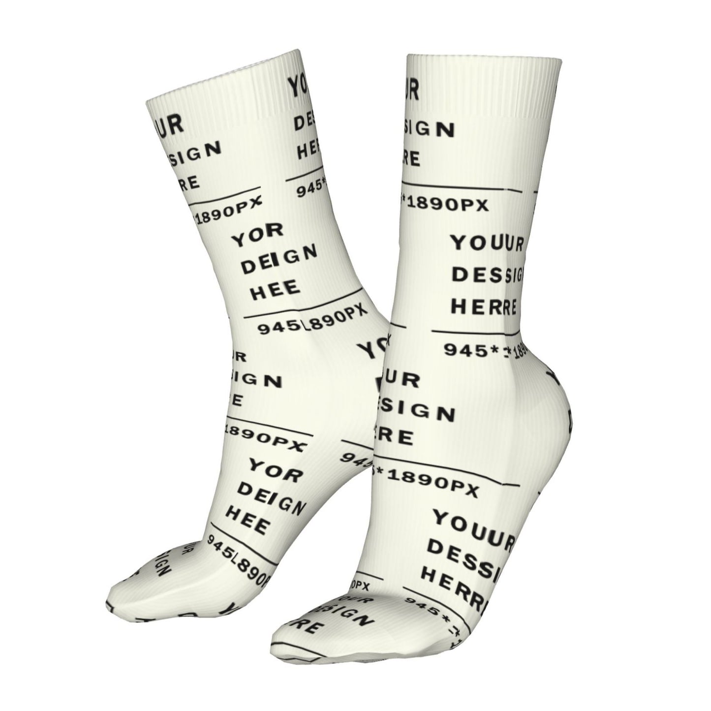 Custom Printed Adult Casual mid-tube socks 16in (no heels)