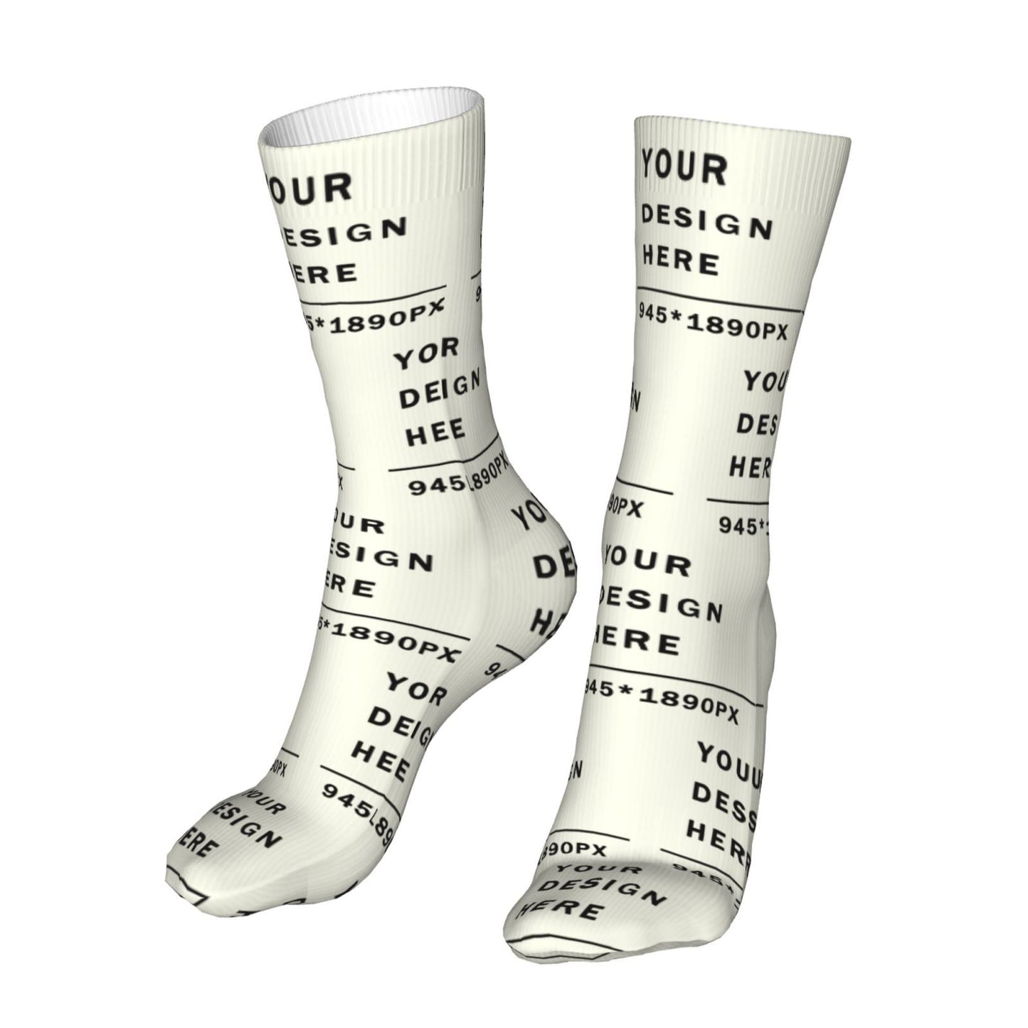 Custom Printed Adult Casual mid-tube socks 16in (no heels)