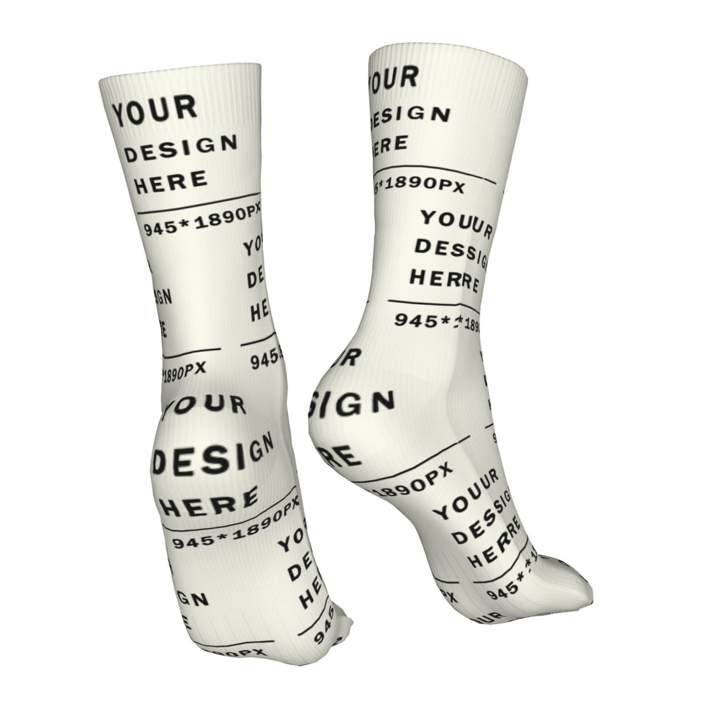 Custom Printed Adult Casual mid-tube socks 16in (no heels)