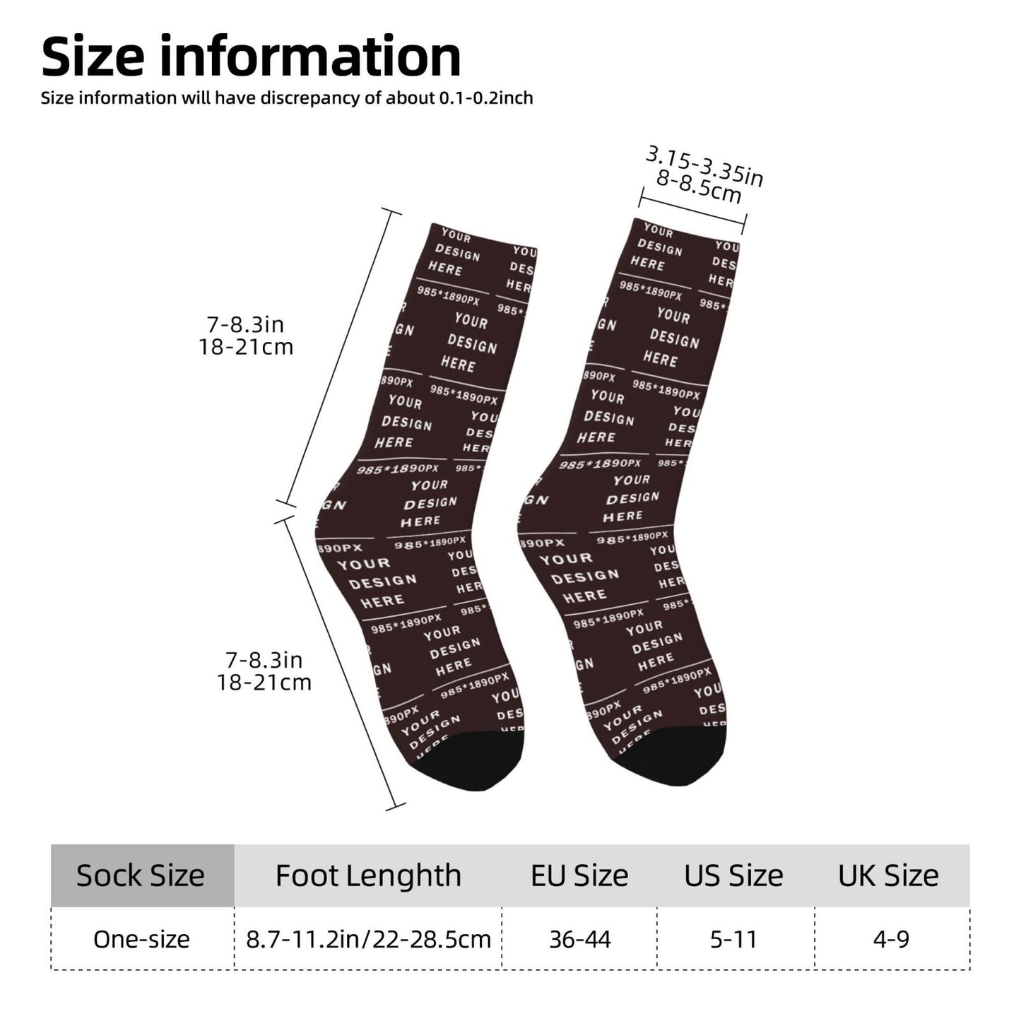 Custom Printed Adult Mid-calf Socks