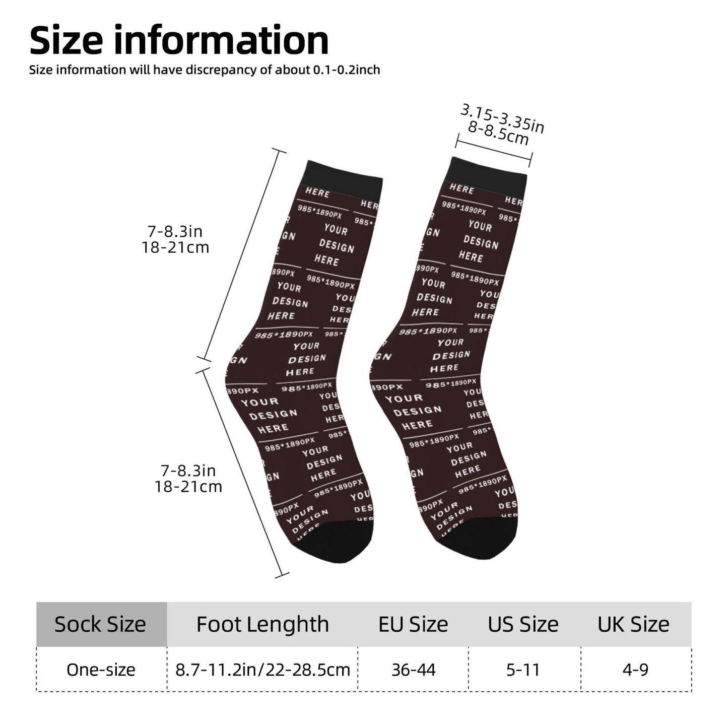 Custom Printed Adult Mid-calf Socks